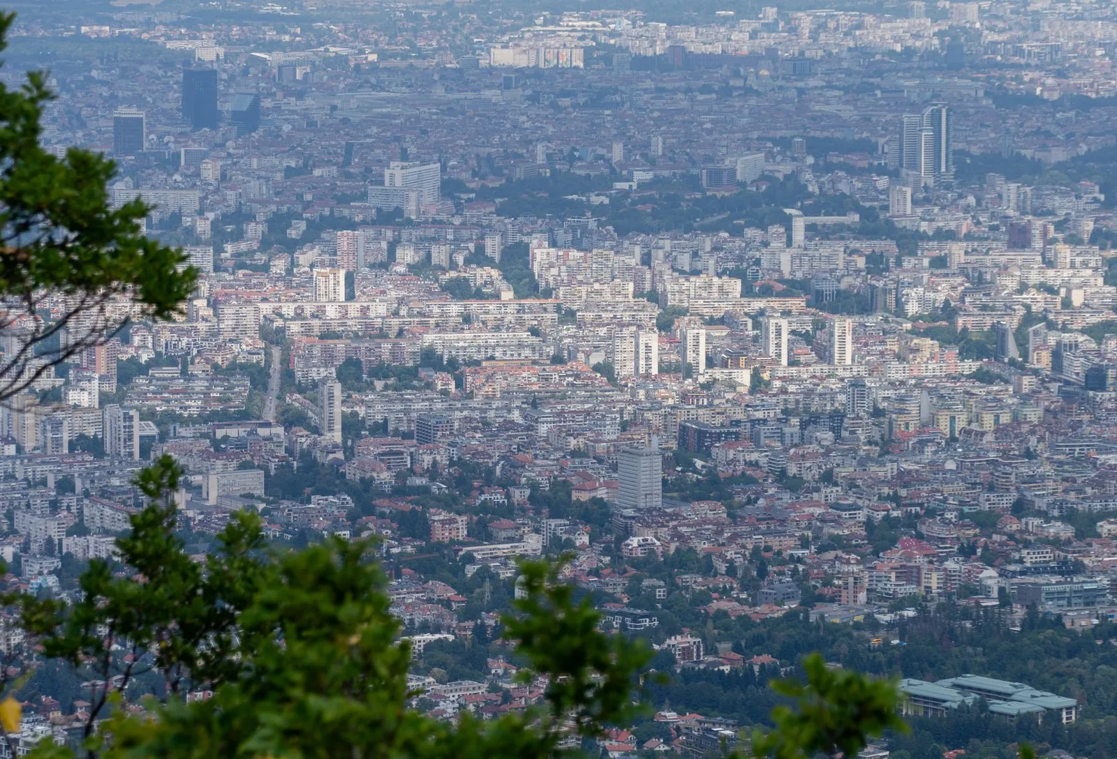 Aerial view of the Sofia city skyline and greenery. Photo by wal_ 172619.